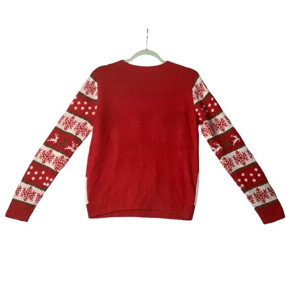Santa's Favorite Reindeer Ugly Christmas Sequins Bells Sweater Women Medium - Picture 8 of 9
